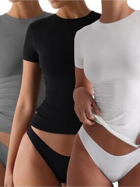 Women's Y2K Crop T-Shirt 75% Nylon 25% Spandex Basic Short Sleeve Workout Top